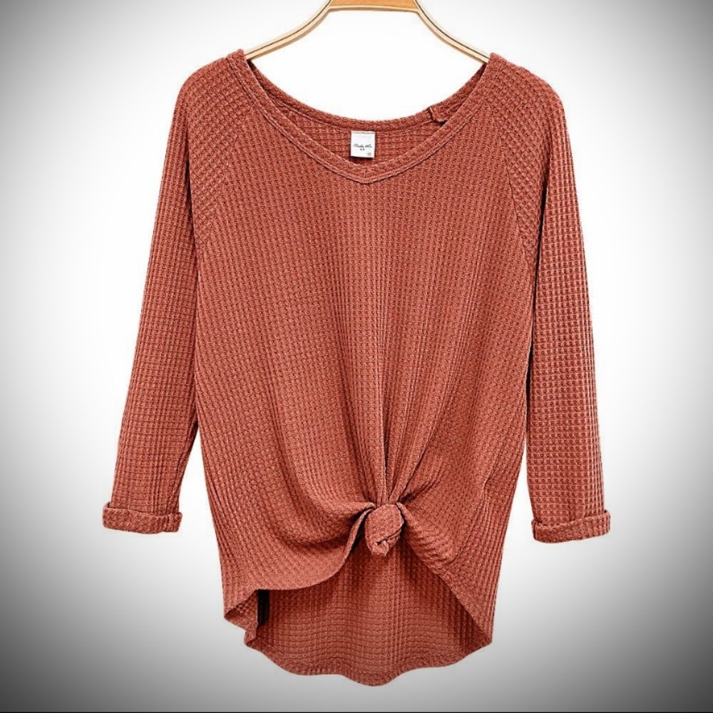 Bamboo Terracotta Waffle Textured Sweater